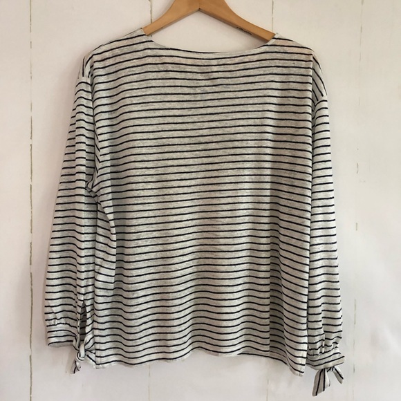 Joie Black & White Striped 100% Linen Top - Picture 5 of 7